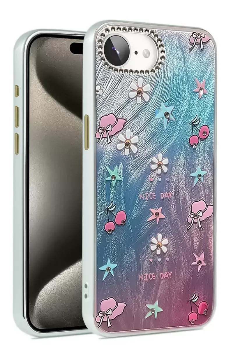 Newface Apple İphone 16e Kılıf Blade Aynalı Desenli Kapak - Desen 4