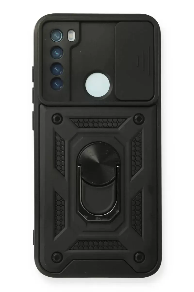 Newface Xiaomi Redmi Note 8 Kılıf Pars Lens Yüzüklü Silikon - Siyah