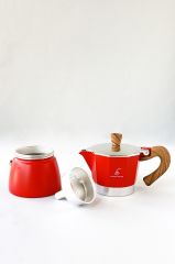 3 Cup Moka Pot - Kırmızı