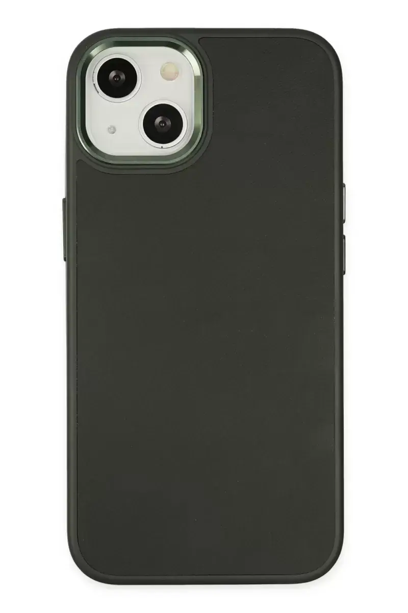 Newface İphone 14 Plus Kılıf Asya Deri Silikon - Koyu Yeşil