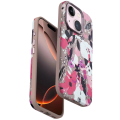 Onegif İphone 15 Plus Flower Series Magsafe Kapak - Pembe