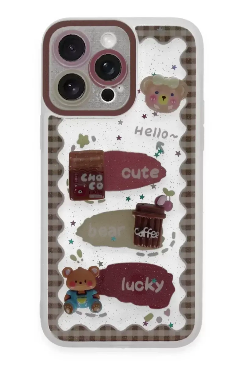 Newface İphone 14 Pro Max Kılıf Sweet Desenli Silikon Kapak - Şeffaf