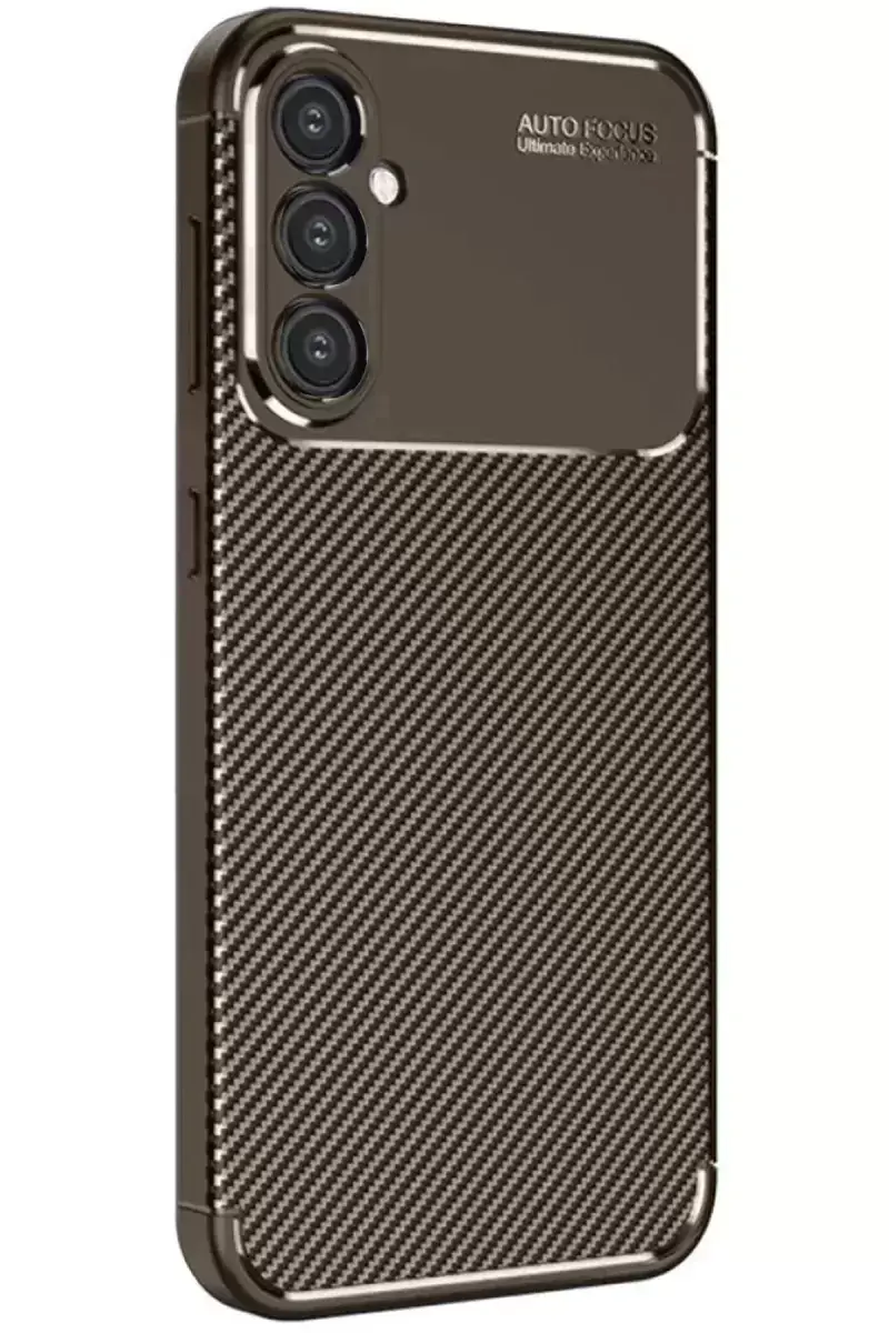 Newface Samsung Galaxy A26 Kılıf Auto Focus Karbon Kapak - Kahverengi