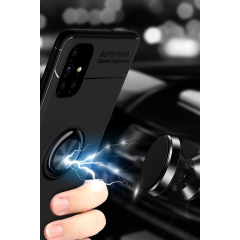 Samsung Galaxy M51 Kılıf Range Yüzüklü Silikon - Siyah-kırmızı