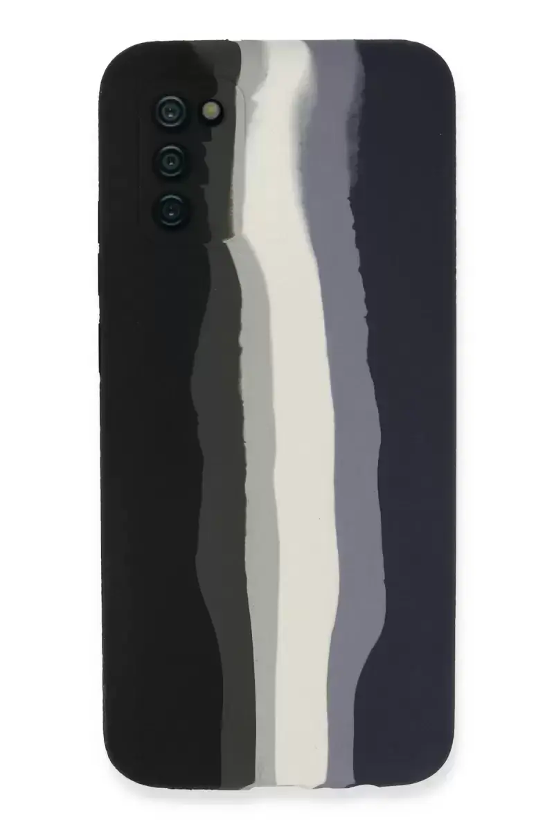 Newface Samsung Galaxy A03s Kılıf Ebruli Lansman Silikon - Siyah-lacivert