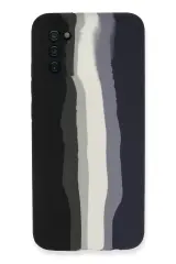 Newface Samsung Galaxy A03s Kılıf Ebruli Lansman Silikon - Siyah-lacivert