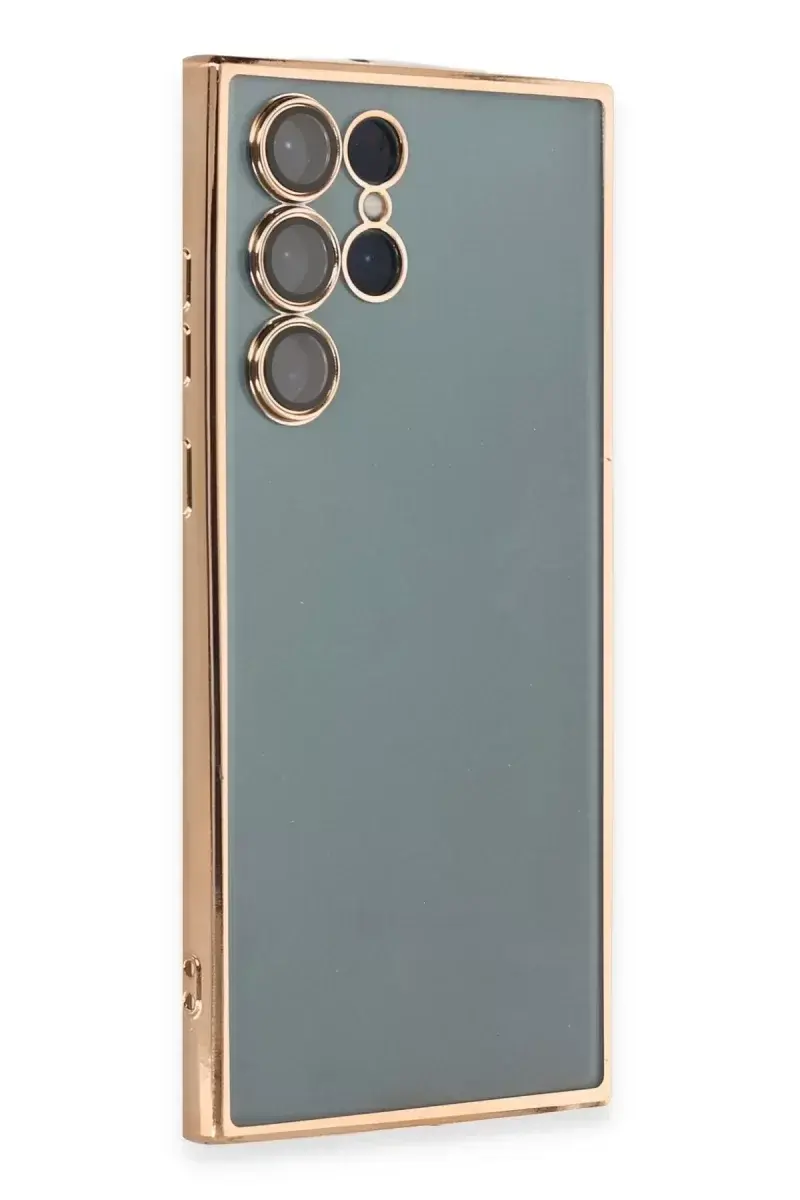 Newface Samsung Galaxy S22 Ultra Kılıf Razer Lensli Silikon - Gold