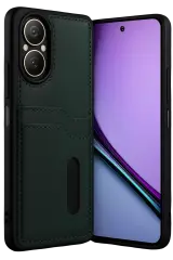 Newface Realme 12 Lite Kılıf Sara Kartvizitli Deri Kılıf - Koyu Yeşil
