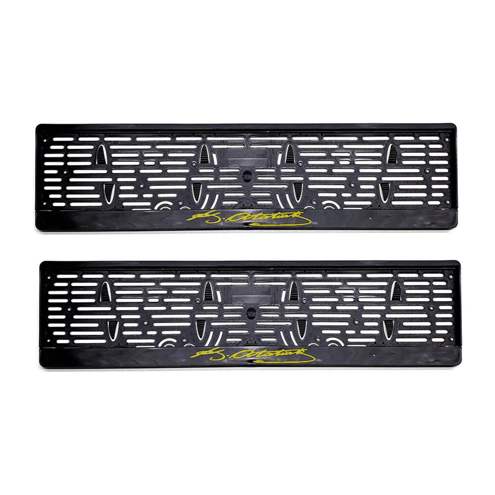 K.Atatürk İmzalı Plastik Plakalık Plaka Altlığı Çıtalı 2'li Sarı