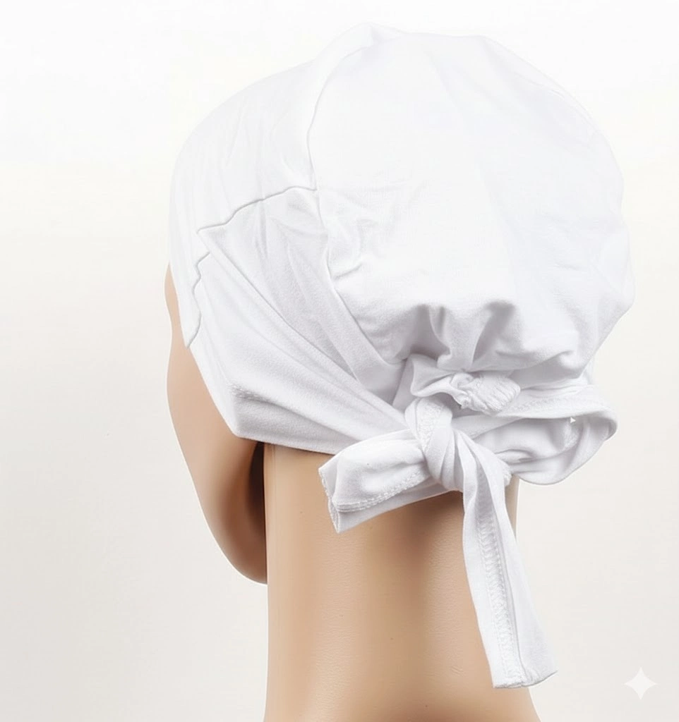 Dikişsiz Bağlamalı Tesettür Bone - Bağlamalı Bandana Beyaz 5 Adet