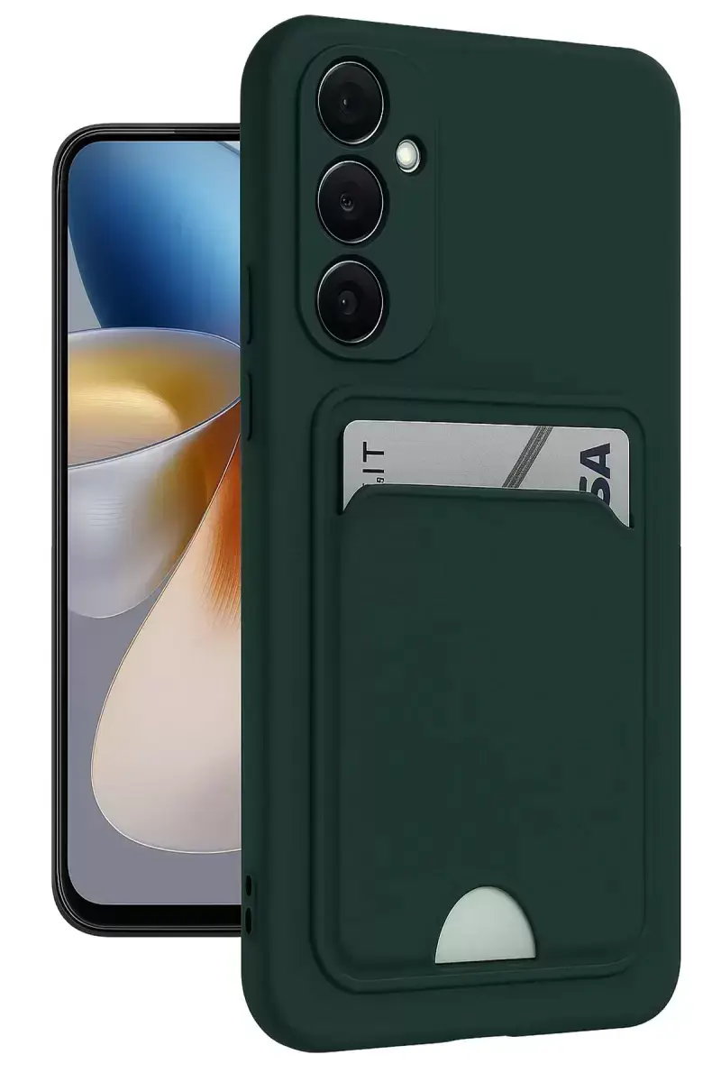 Newface Samsung Galaxy M15 Kelvin Kartvizitli Silikon - Koyu Yeşil