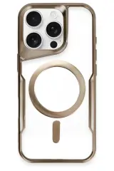 Newface İphone 16 Pro Kılıf Boyi Magsafe Silikon Kapak - Kahverengi