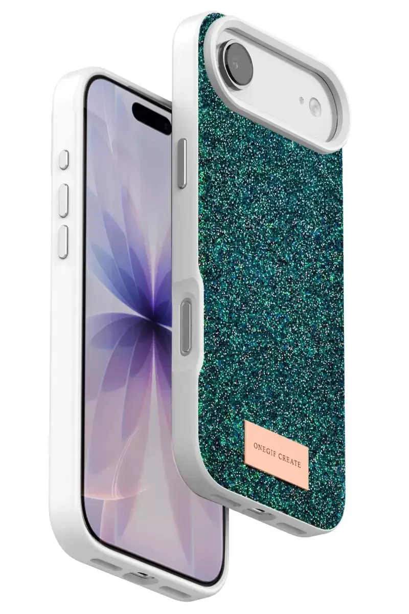 Onegif Apple İphone 17 Air Bright Simli Kapak - Koyu Yeşil