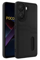 Newface Xiaomi Poco X7 Pro Kılıf Sara Kartvizitli Deri Kılıf - Siyah