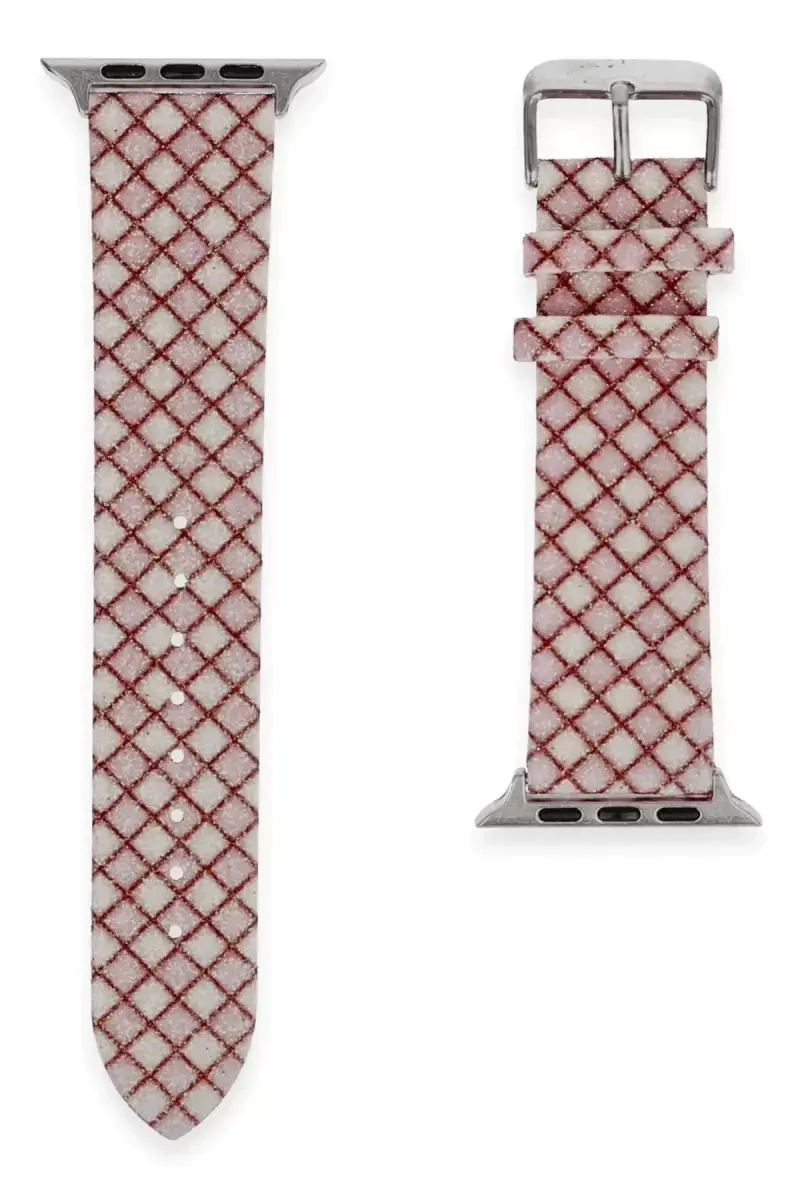 Newface Apple Watch 42mm Karo Motif Kordon - Pembe