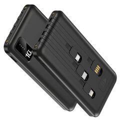 Powerway Tx109 10.000mah Kablolu Dijital Göstergeli Fenerli Powerbank Dahili Telefon Stand (micro - Type C - Lightning)