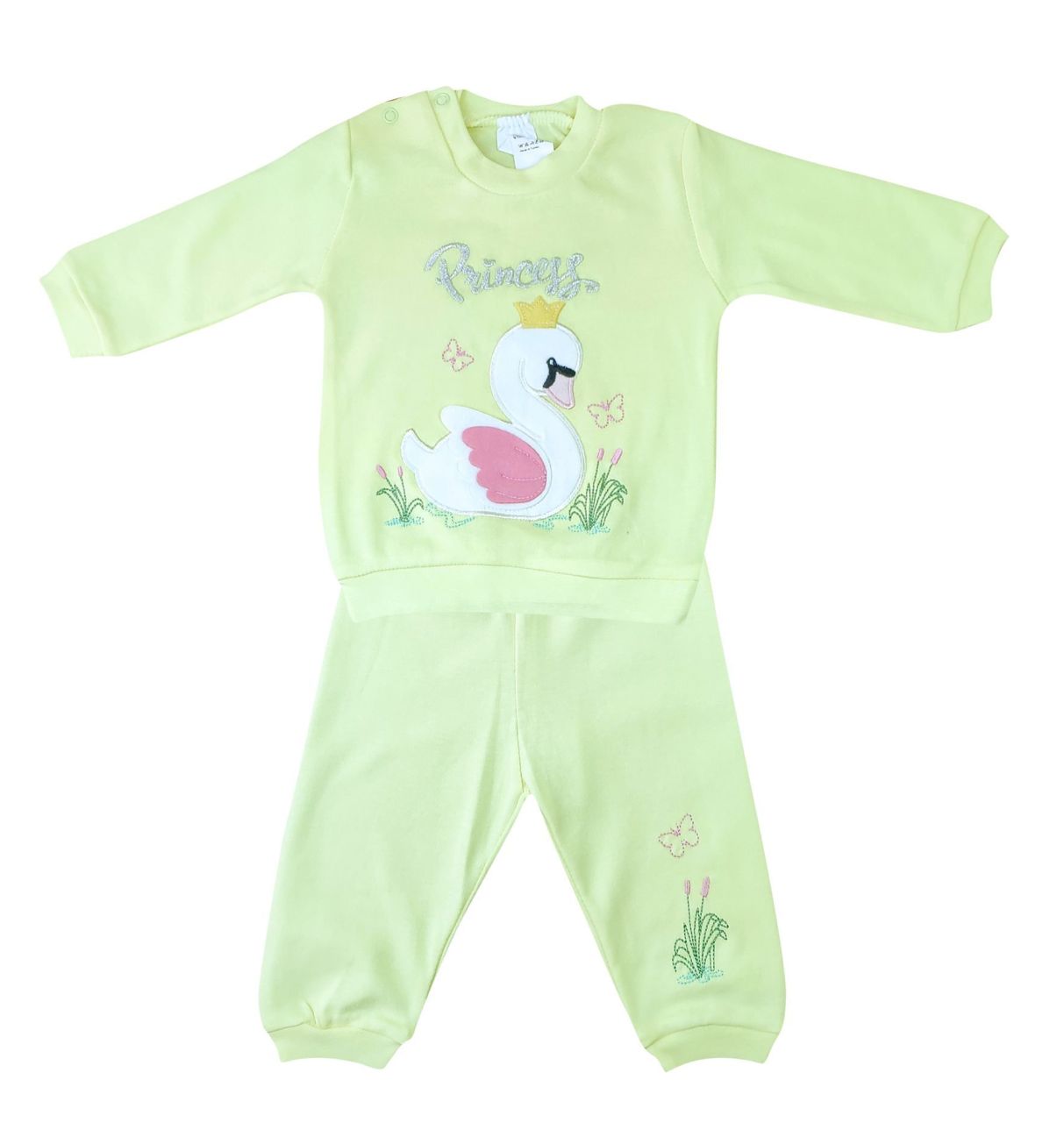 AyBaby AY492 Kuğu Desenli 2Li Bebek Takımı 0-3 Ay - Sarı