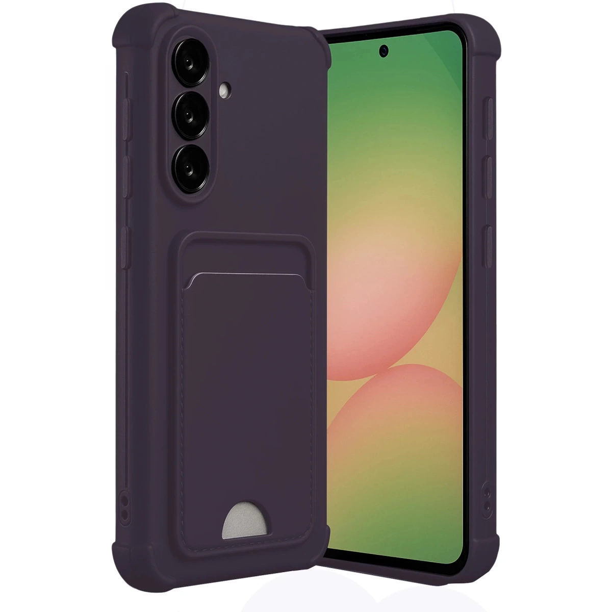 Samsung Galaxy A55 5g Kılıf Kelvin Kartvizitli Silikon - Derin Mor