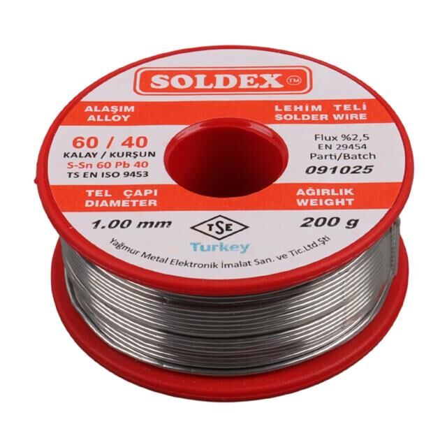 Soldex 1.00mm Kalın 200 Gram Kalın Lehim Teli Sn60 Pb40