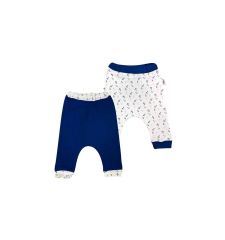 AyBaby AY809 Manşetli Çapa Desenli Bebek Tek Alt 2Li (0-3 Ay) - Lacivert