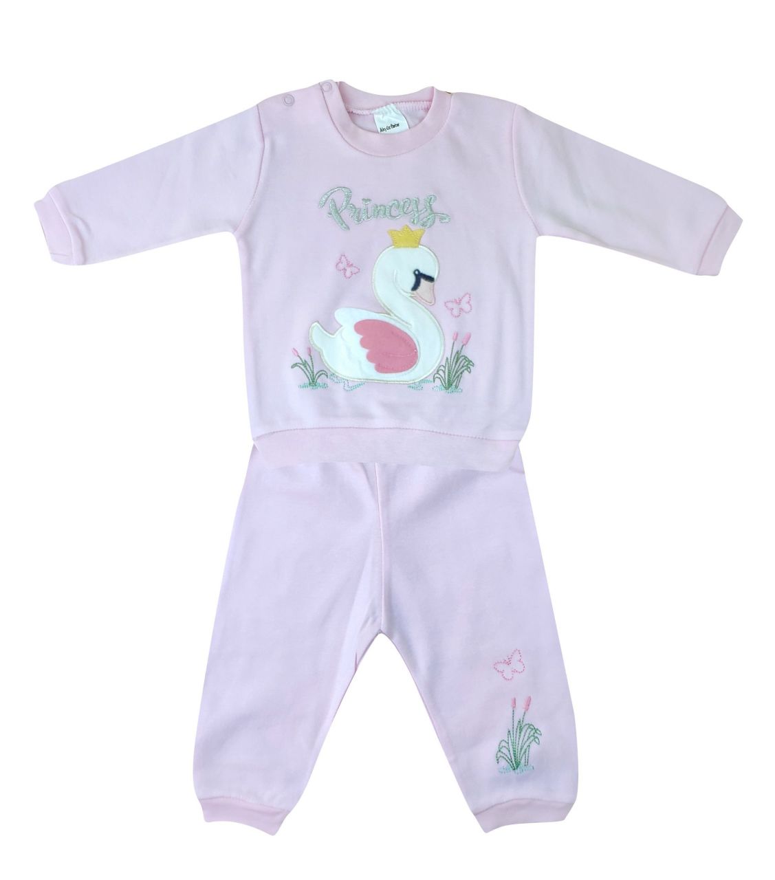 AyBaby AY492 Kuğu Desenli 2Li Bebek Takımı 0-3 Ay - Pembe