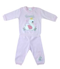 AyBaby AY492 Kuğu Desenli 2Li Bebek Takımı 0-3 Ay - Pembe