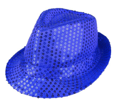 Disko  Mavi Payetli Fötr Şapka Yetişkin Boy