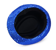 Disko  Mavi Payetli Fötr Şapka Yetişkin Boy