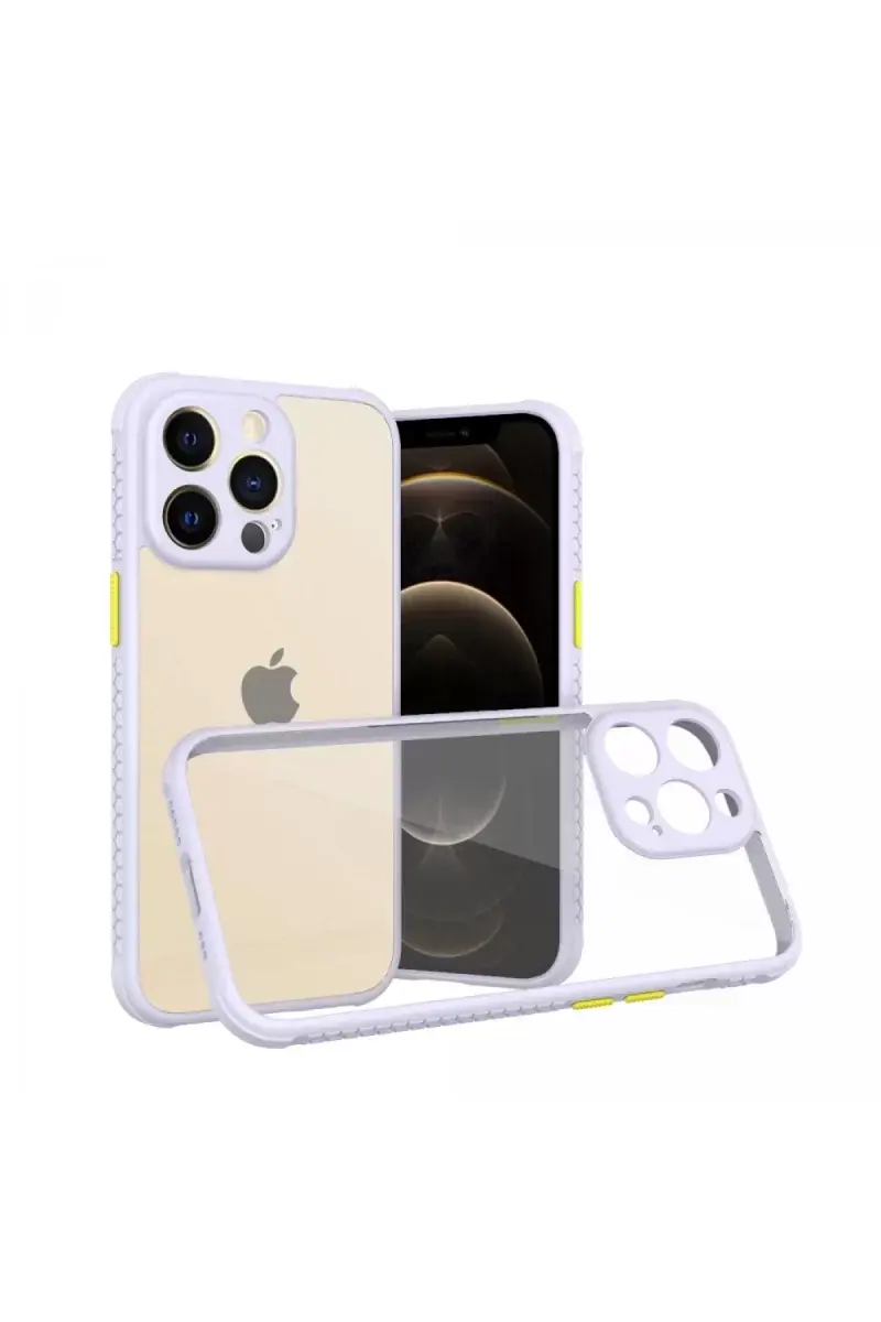 Newface İphone 13 Pro Kılıf Miami Şeffaf Silikon - Lila