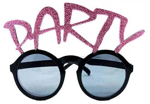 Party Yazılı Simli Pembe Renk Parti Gözlüğü