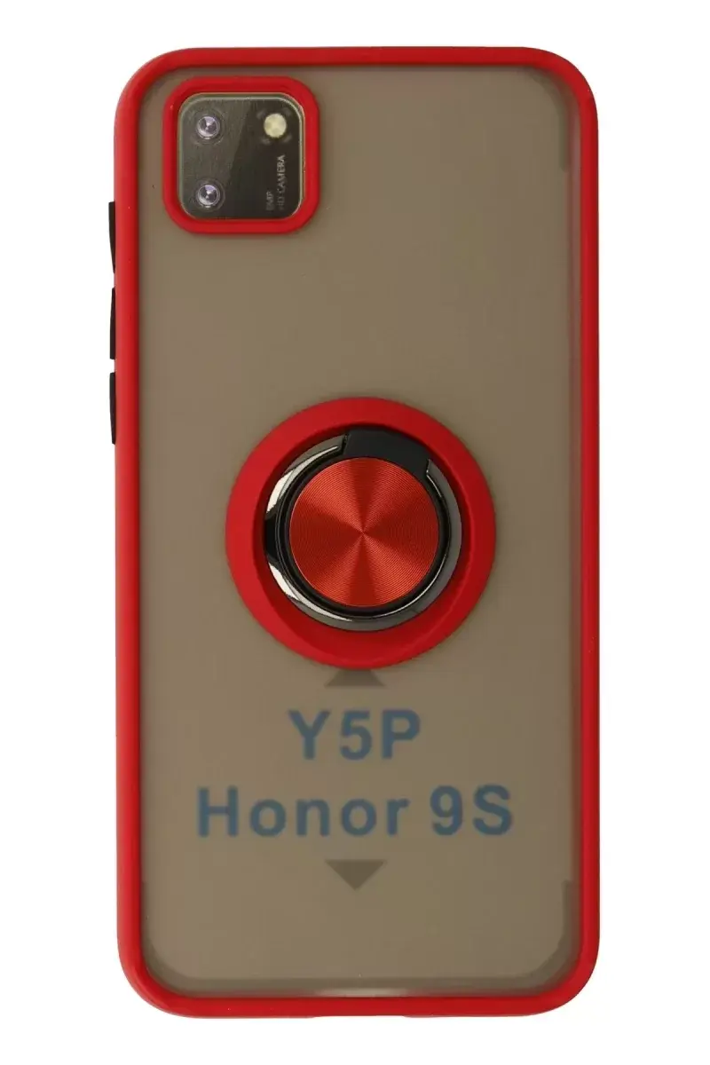 Newface Huawei Y5p Kılıf Montreal Yüzüklü Silikon Kapak - Kırmızı