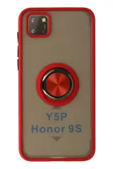 Newface Huawei Y5p Kılıf Montreal Yüzüklü Silikon Kapak - Kırmızı