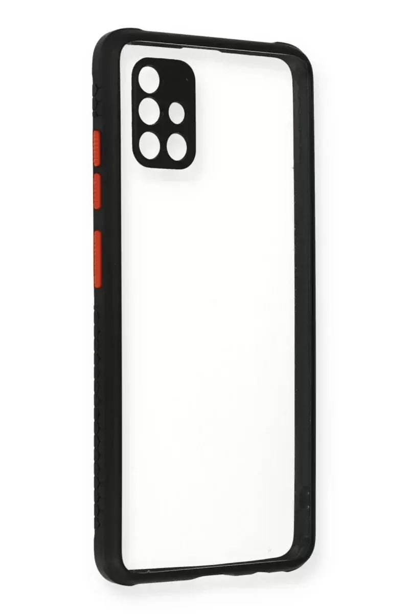 Newface Samsung Galaxy A71 Kılıf Miami Şeffaf Silikon - Siyah