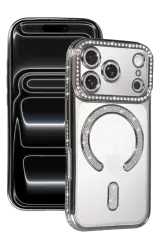 Newface Apple İphone 17 Pro Max Joke Simli Magneticsafe Kılıf - Gümüş