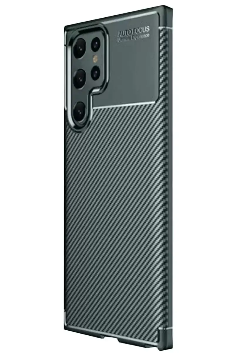 Newface Samsung Galaxy S25 Ultra Kılıf Auto Focus Karbon Kapak - Koyu Yeşil