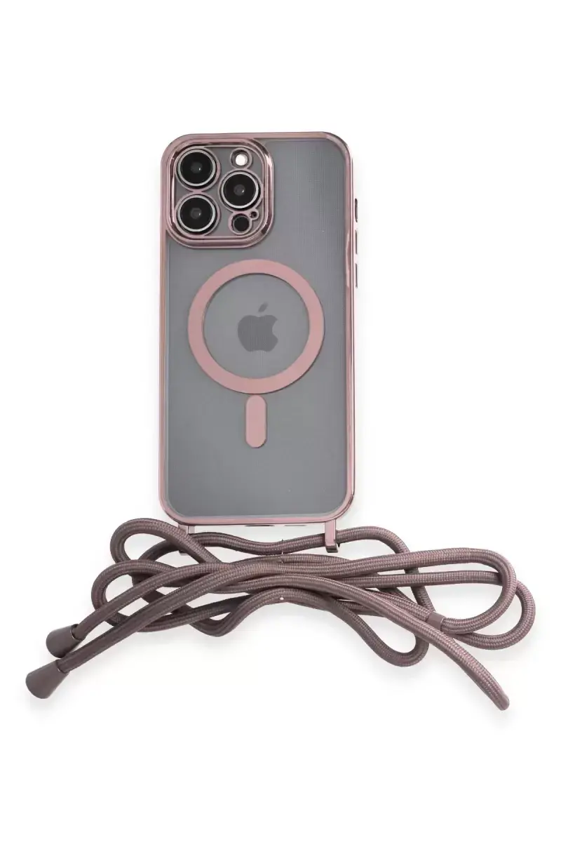 Newface Apple İphone 13 Pro Max Kılıf Divo Lazer Askılı Magsafe Kapak - Pembe