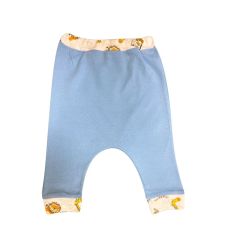 AyBaby AY867 Safari Baskılı Manşetli Bebek Tek Alt 2 Li (0-3 Ay) - Mavi