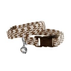 Elastik Örme Kedi Tasması Kahverengi-Krem 10 mm A=23/32 cm