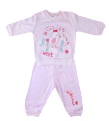 AyBaby AY485 Kuş Baskılı 2Li Bebek Takımı 0-3 Ay - Pembe
