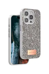 Onegif Apple İphone 15 Pro Bright Simli Kapak - Gold