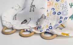 Babyjem Ahşap Dişlikli Müslin Önlük Dino
