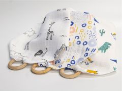 Babyjem Ahşap Dişlikli Müslin Önlük Hayvanat Bahçesi