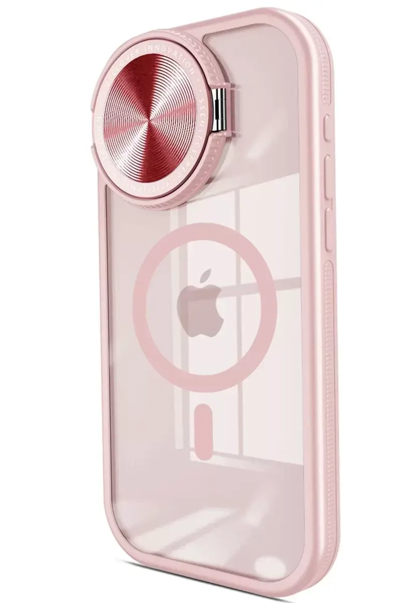 Newface İphone 14 Pro Max Kılıf Teleskop Lens Magsafe Silikon Kapak - Pembe
