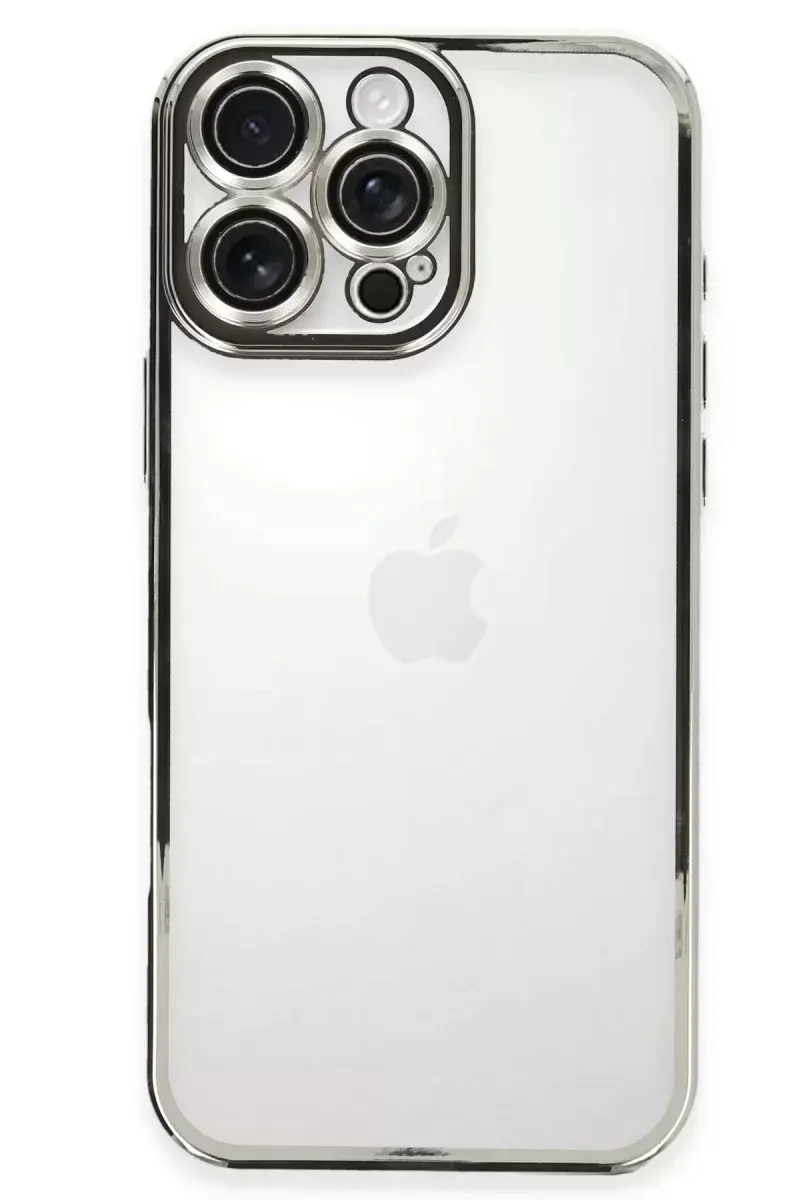 Newface İphone 16 Pro Max Kılıf Razer Lensli Silikon - Gümüş