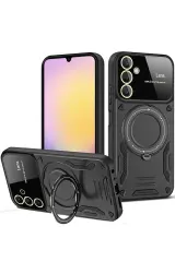 Newface Samsung Galaxy A14 4g Kılıf Joy Lens Standlı Kapak - Siyah