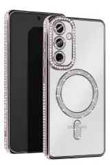 Newface Samsung Galaxy S25 Kılıf Joke Simli Magneticsafe Kılıf - Gümüş