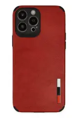 Newface İphone 13 Pro Max Kılıf Loop Deri Silikon - Kırmızı