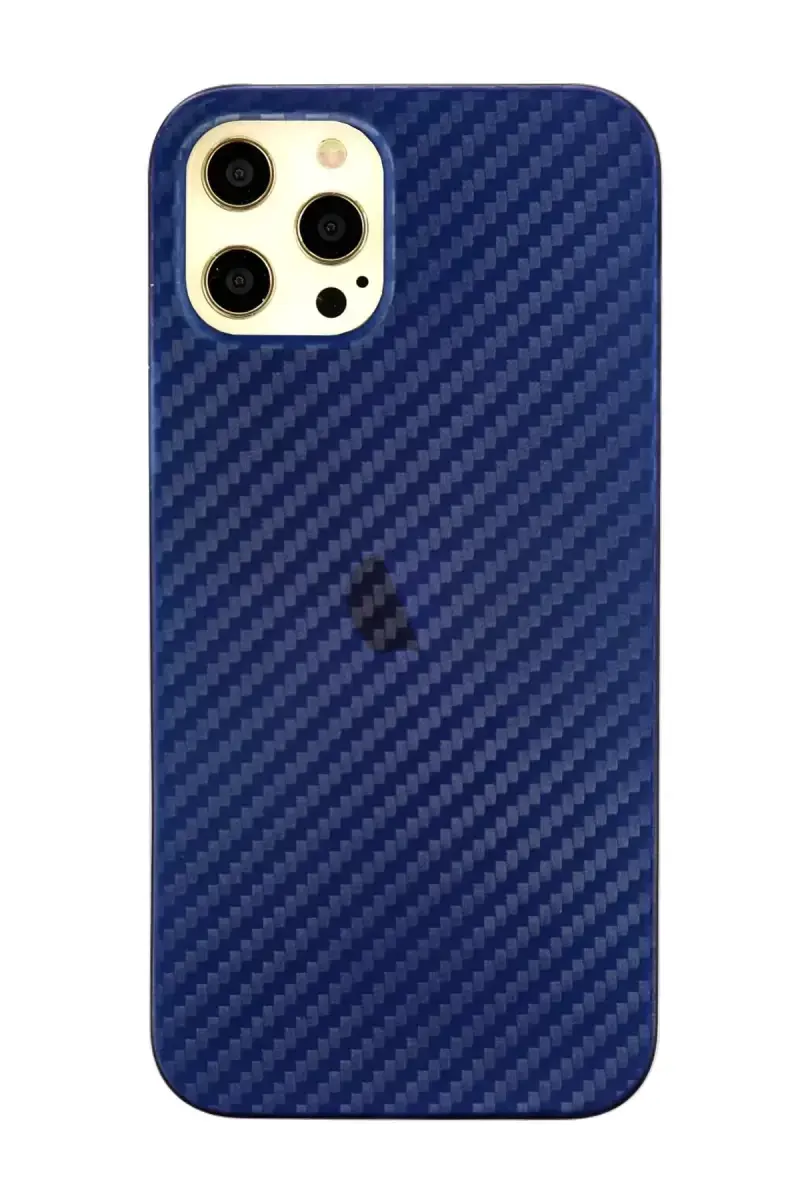 Newface Apple İphone 12 Pro Max Kılıf Karbon Pp Silikon - Mavi