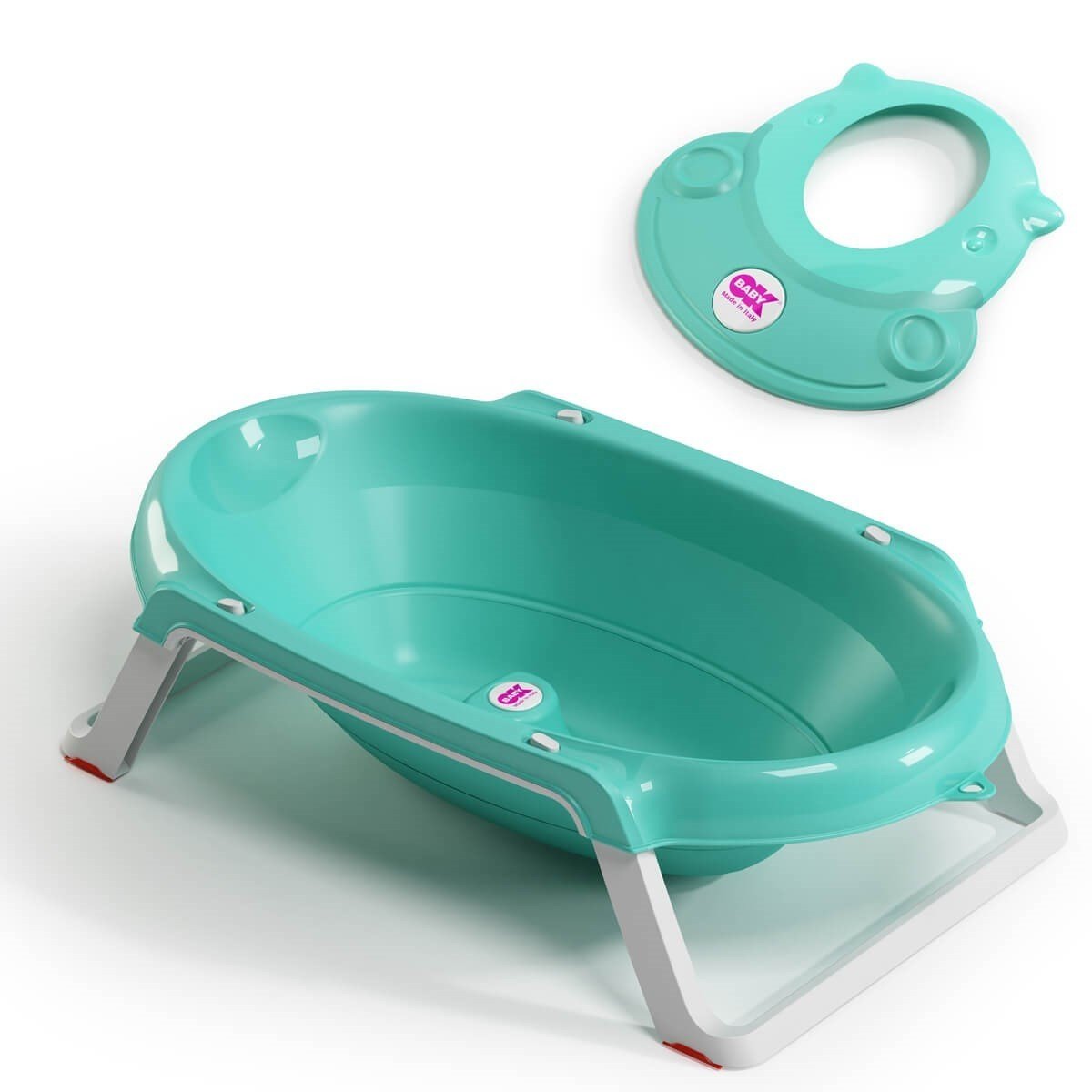 OkBaby Onda Slim Katlanır Bebek Küveti & Hippo Banyo Siperliği / Turkuaz