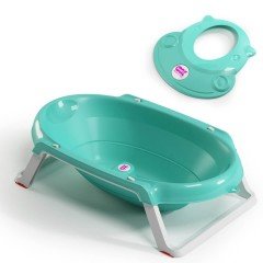 OkBaby Onda Slim Katlanır Bebek Küveti & Hippo Banyo Siperliği / Turkuaz